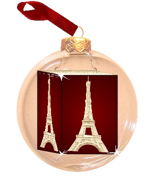 Fotokugel, Weihnachtskugel mit Foto vom Eiffelturm, Paris