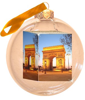 Fotokugel, Weihnachtskugel mit Foto vom Triumphbogen, Arc de Trioumphe, Paris