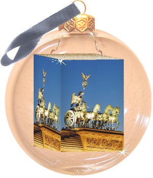 Fotokugel, Weihnachtskugel mit Foto vom Brandenburger Tor, Quadriga, Berlin