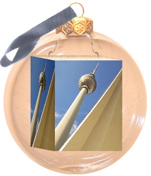 Fotokugel, Weihnachtskugel mit Foto vom Brandenburger Tor, Quadriga, Berlin